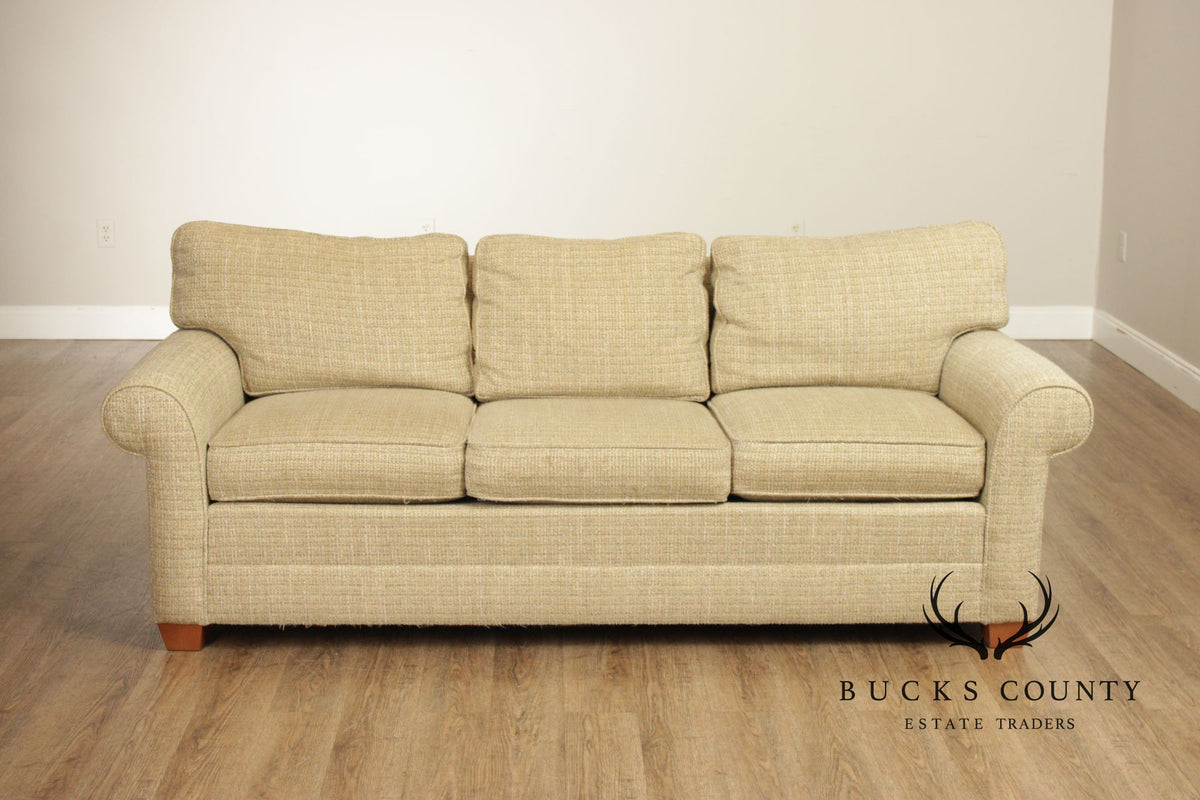 Ethan Allen Three Cushion Sofa With Rolled Arms