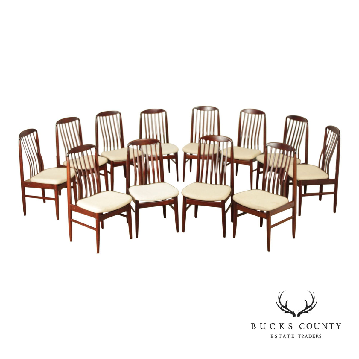 Benny Linden Danish Modern Style Set of Twelve Rosewood Dining Chairs
