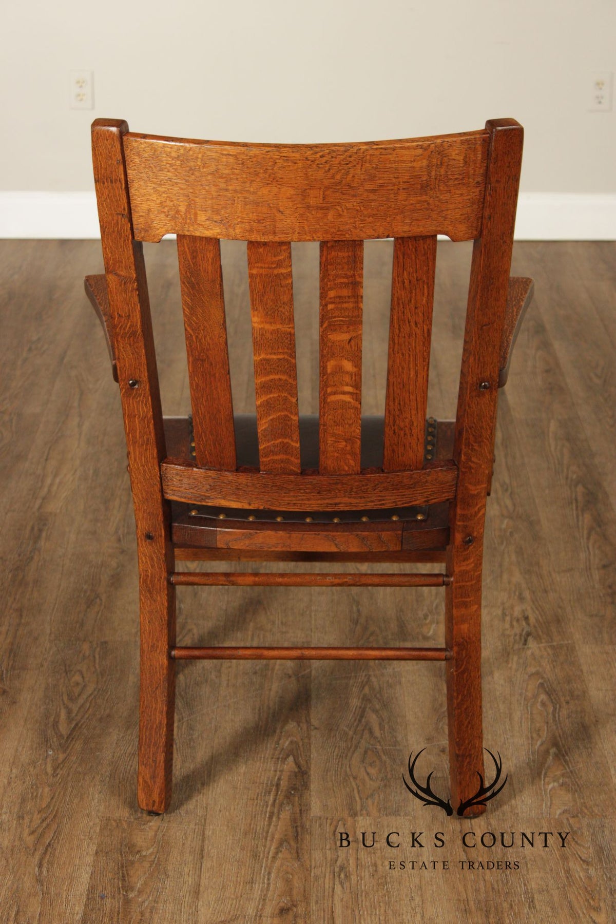 Antique Pair Of Arts & Crafts Style Oak Armchairs