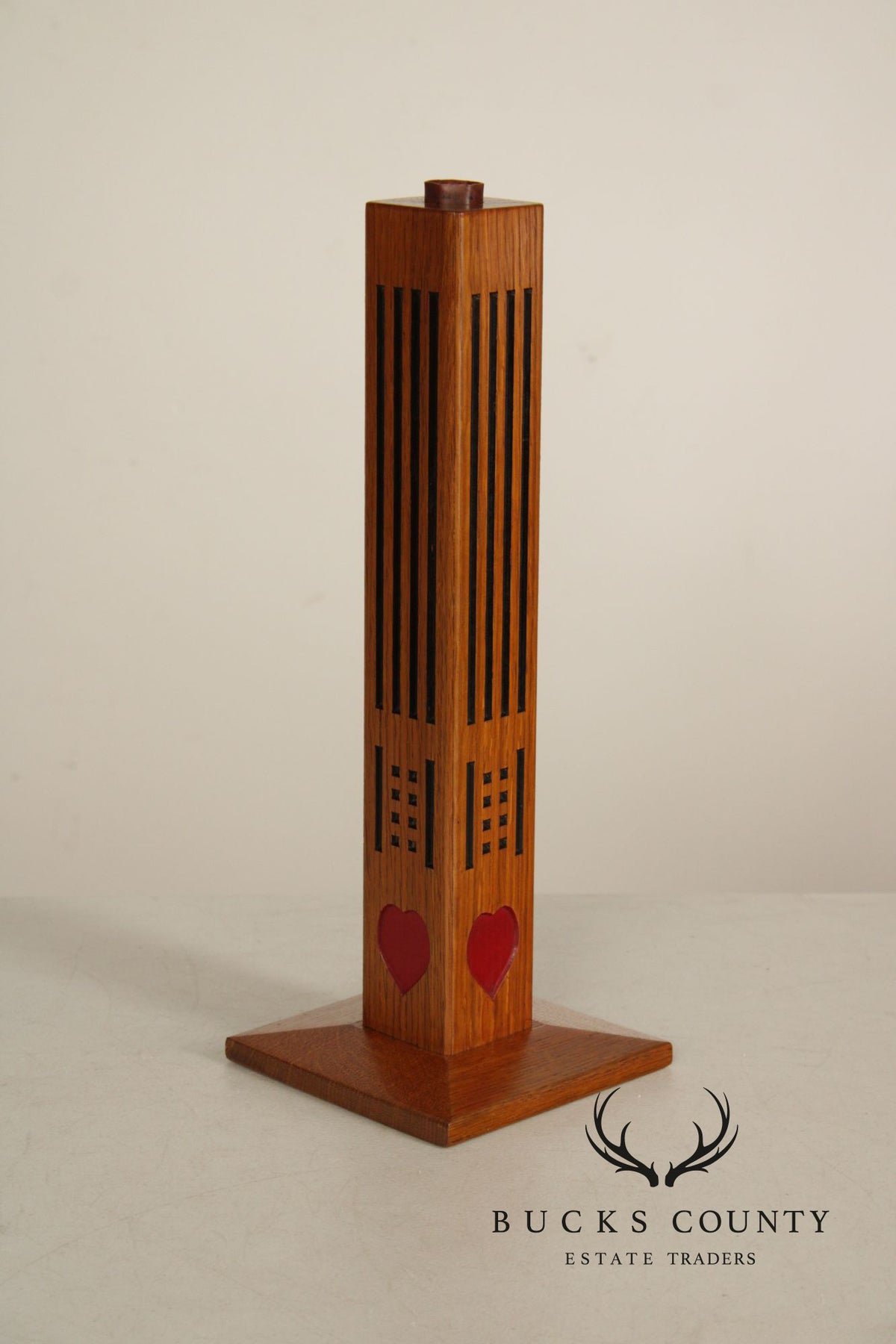 Mission Guild Studio Arts & Crafts Style Oak Candle Holder