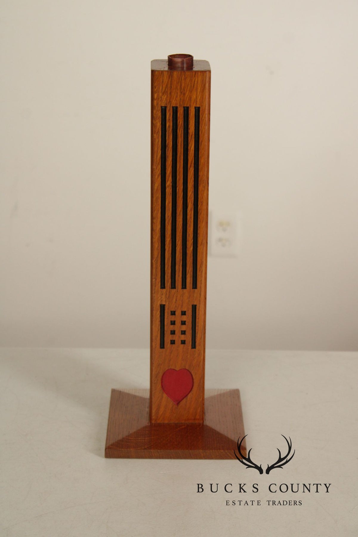 Mission Guild Studio Arts & Crafts Style Oak Candle Holder