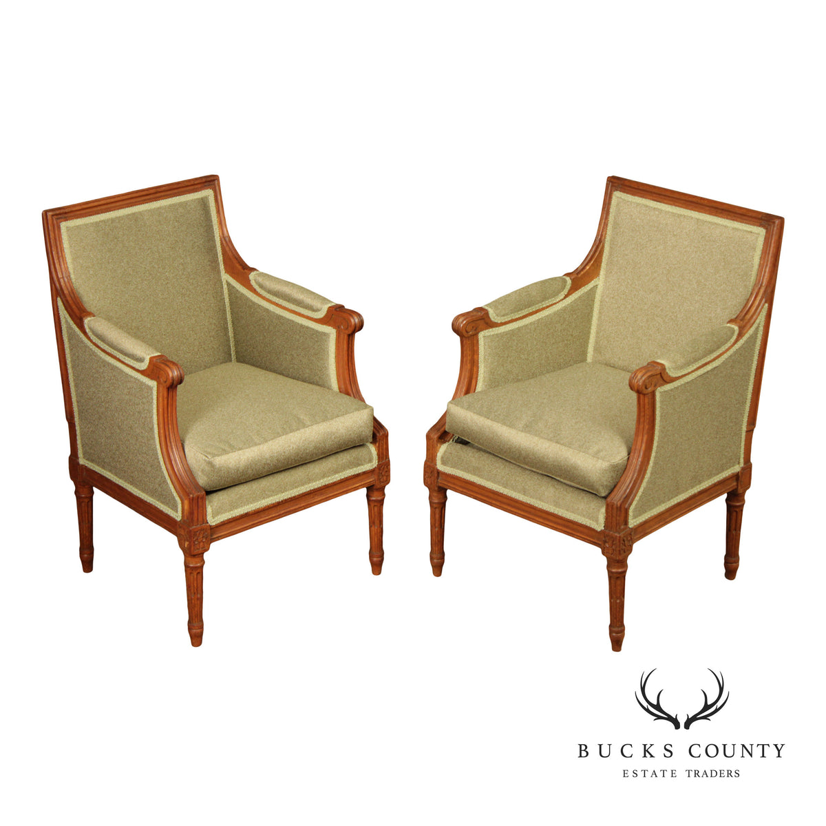Antique French Louis XVI Style Pair of Child's Bergere Armchairs