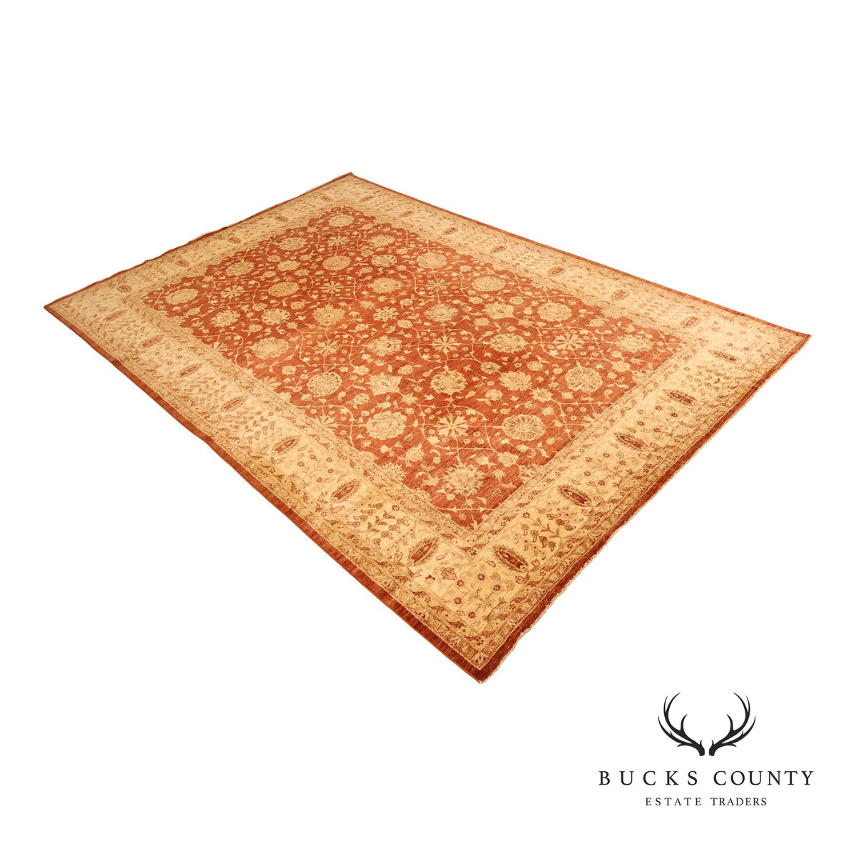 9' x 14' Traditional Oriental Style Rust And Cream Floral Area Rug