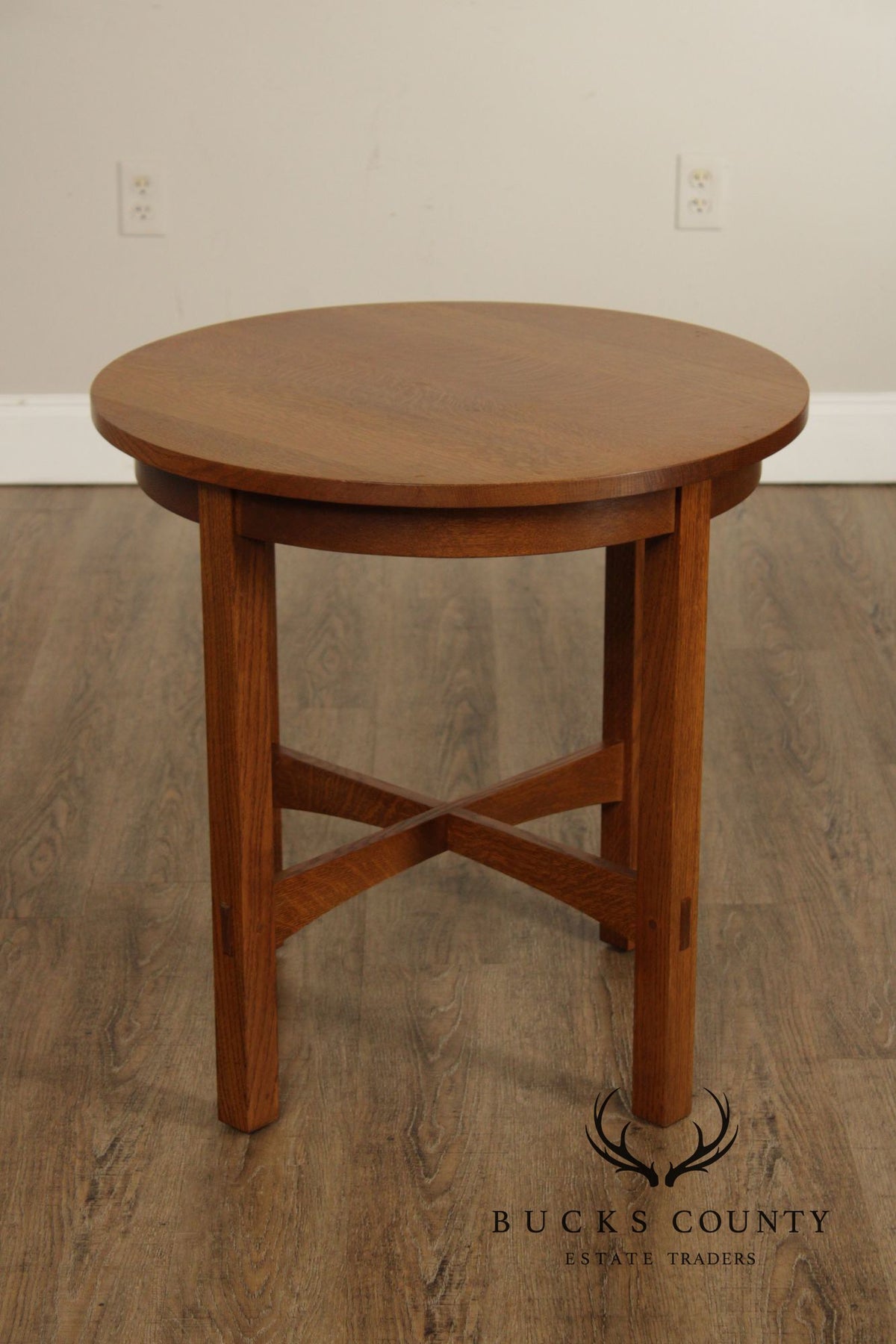 Stickley Mission Collection Oak Round Lamp Table
