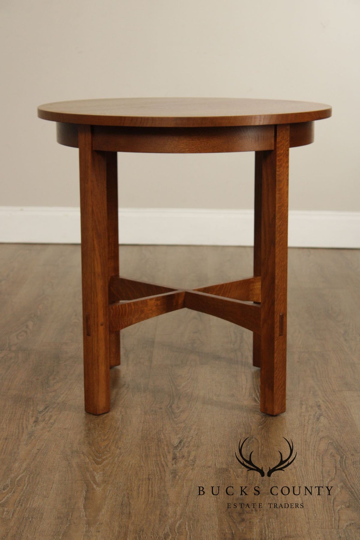 Stickley Mission Collection Oak Round Lamp Table