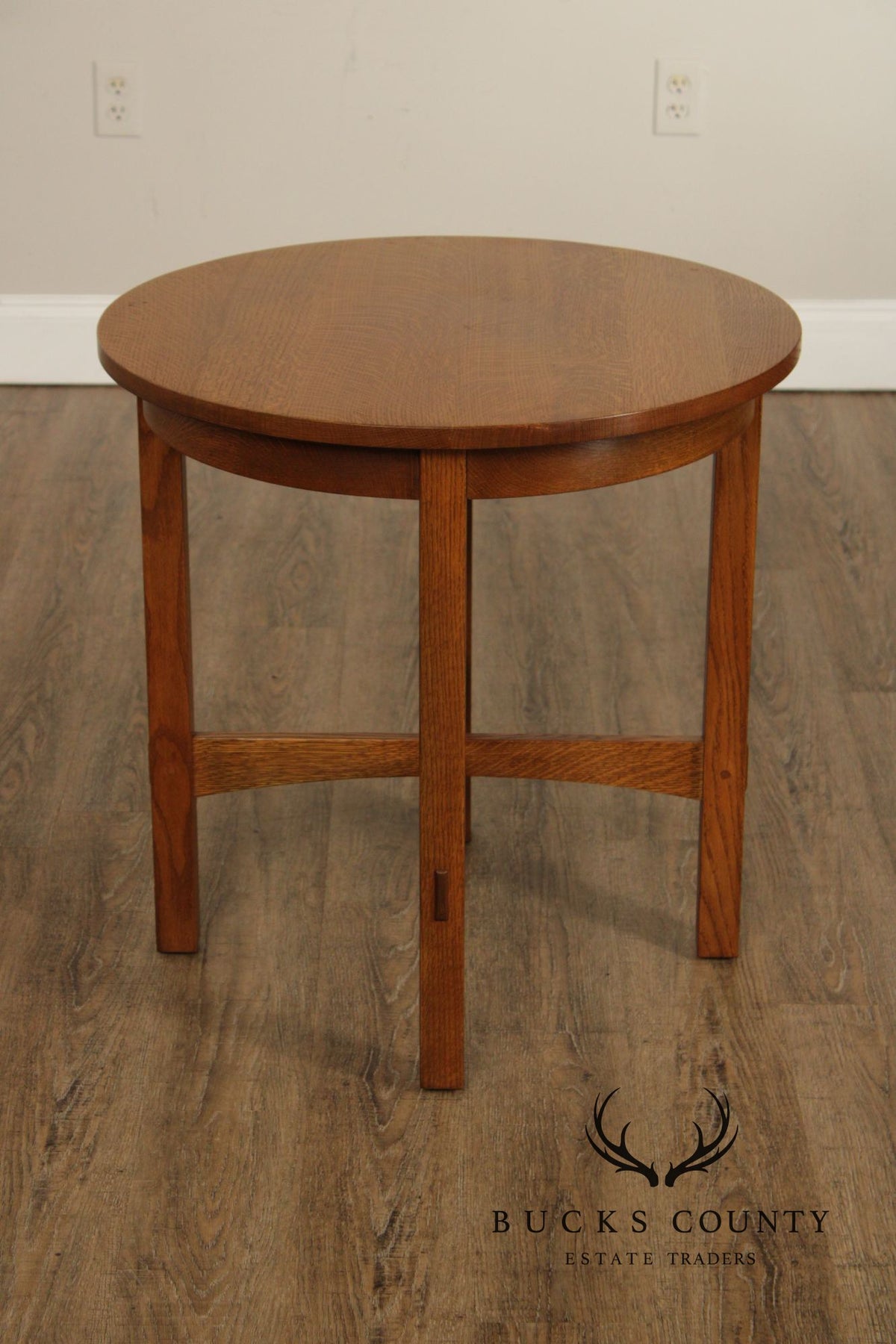 Stickley Mission Collection Oak Round Lamp Table