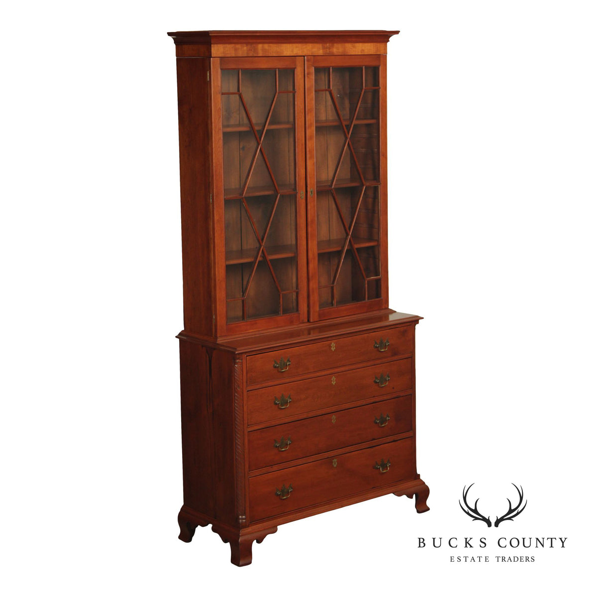 Antique American Chippendale Period Cherry Bookcase