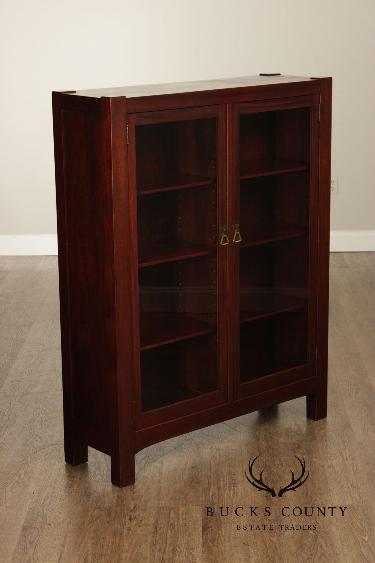 Antique Mission Mahogany Two Door Bookcase