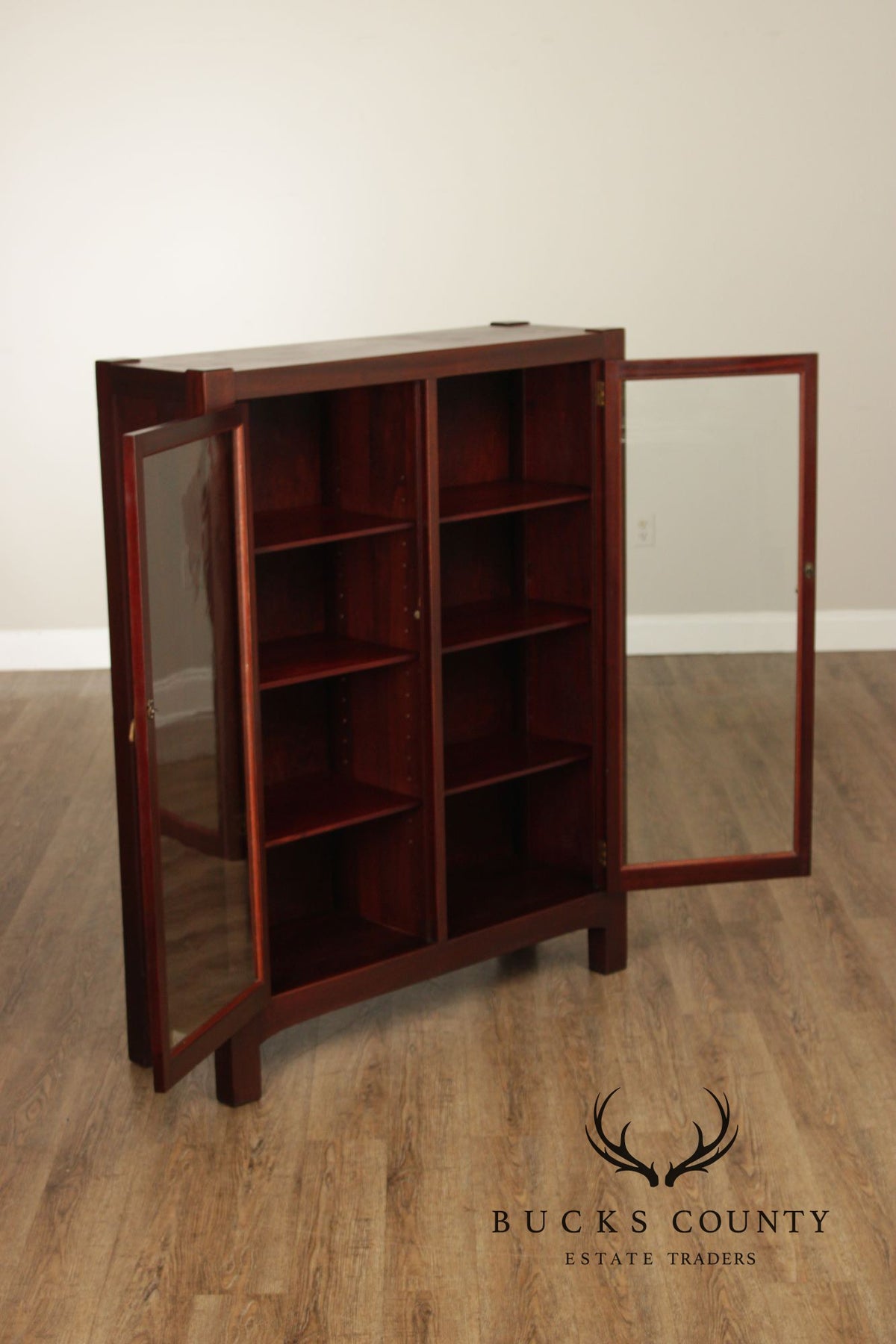 Antique Mission Mahogany Two Door Bookcase