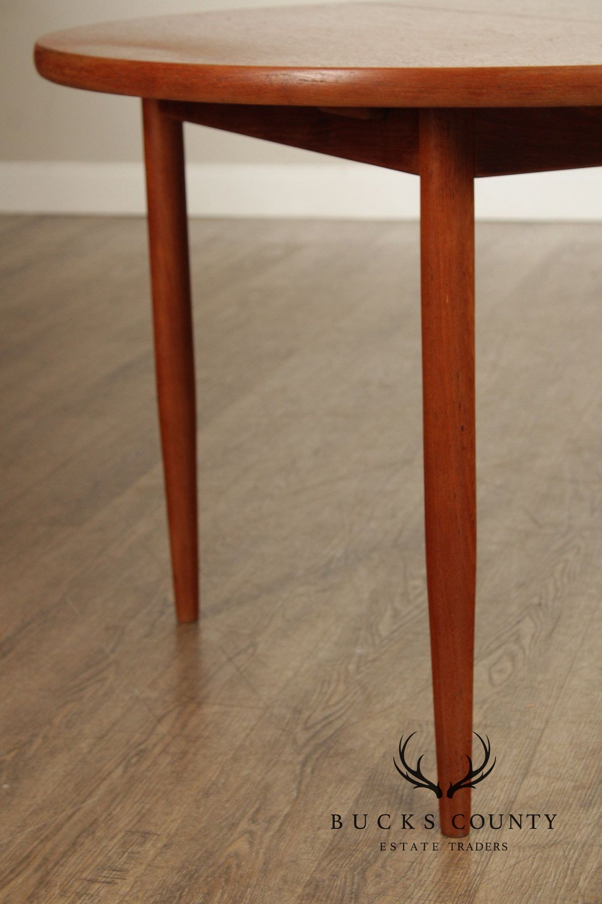 Dux Swedish Modern Teak Expandable Round Dining Table