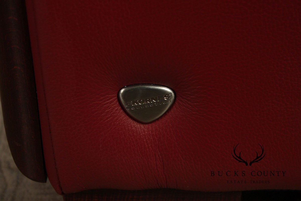 Ekornes Stressless Red Leather Loveseat Sofa