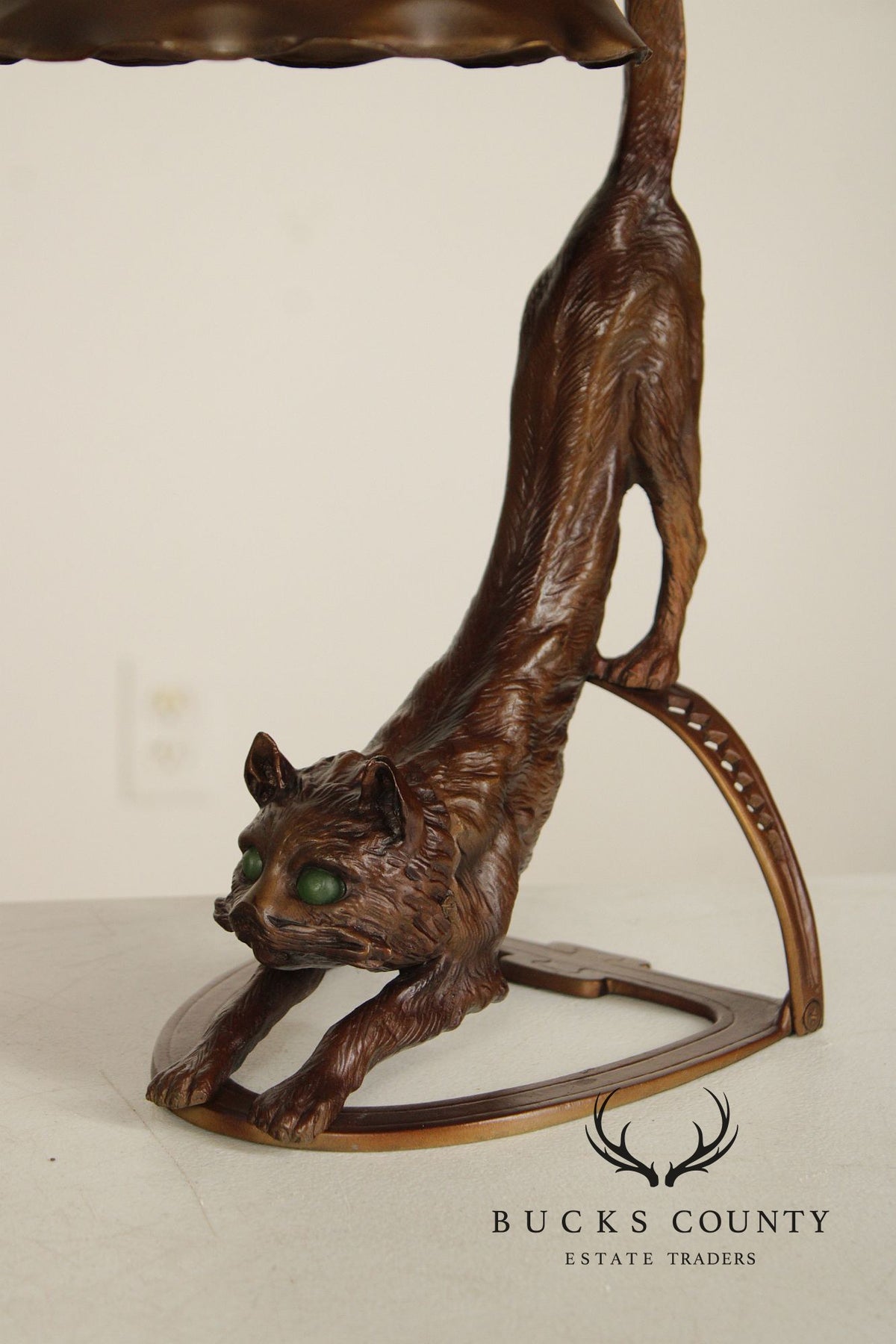 Art Deco Style Pair of Bronze Cat Desk Lamps