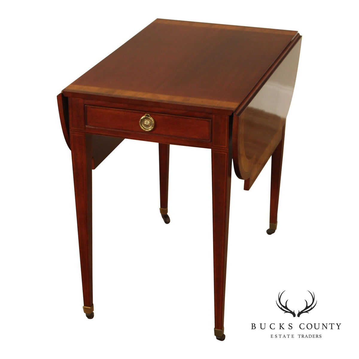 Baker Hepplewhite Style Mahogany Pembroke Drop-Leaf Table