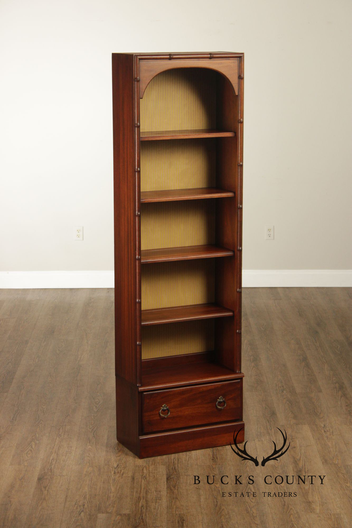 Butler Vintage Pair Of Faux Bamboo Mahogany Bookcases