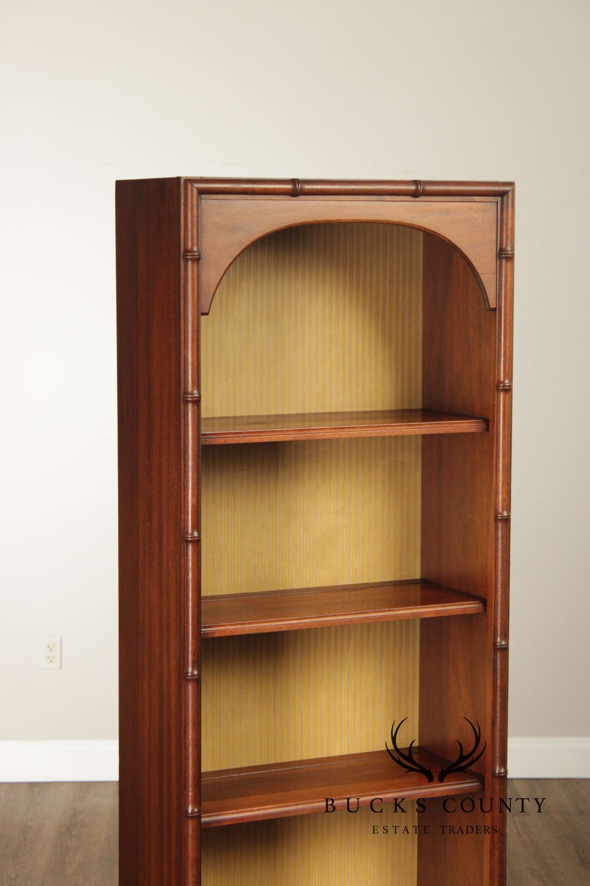 Butler Vintage Pair Of Faux Bamboo Mahogany Bookcases