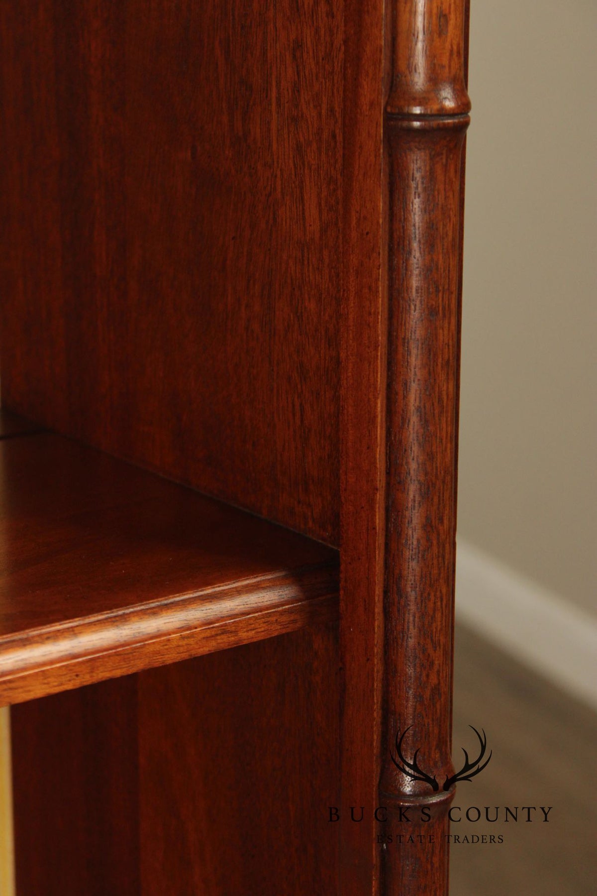 Butler Vintage Pair Of Faux Bamboo Mahogany Bookcases