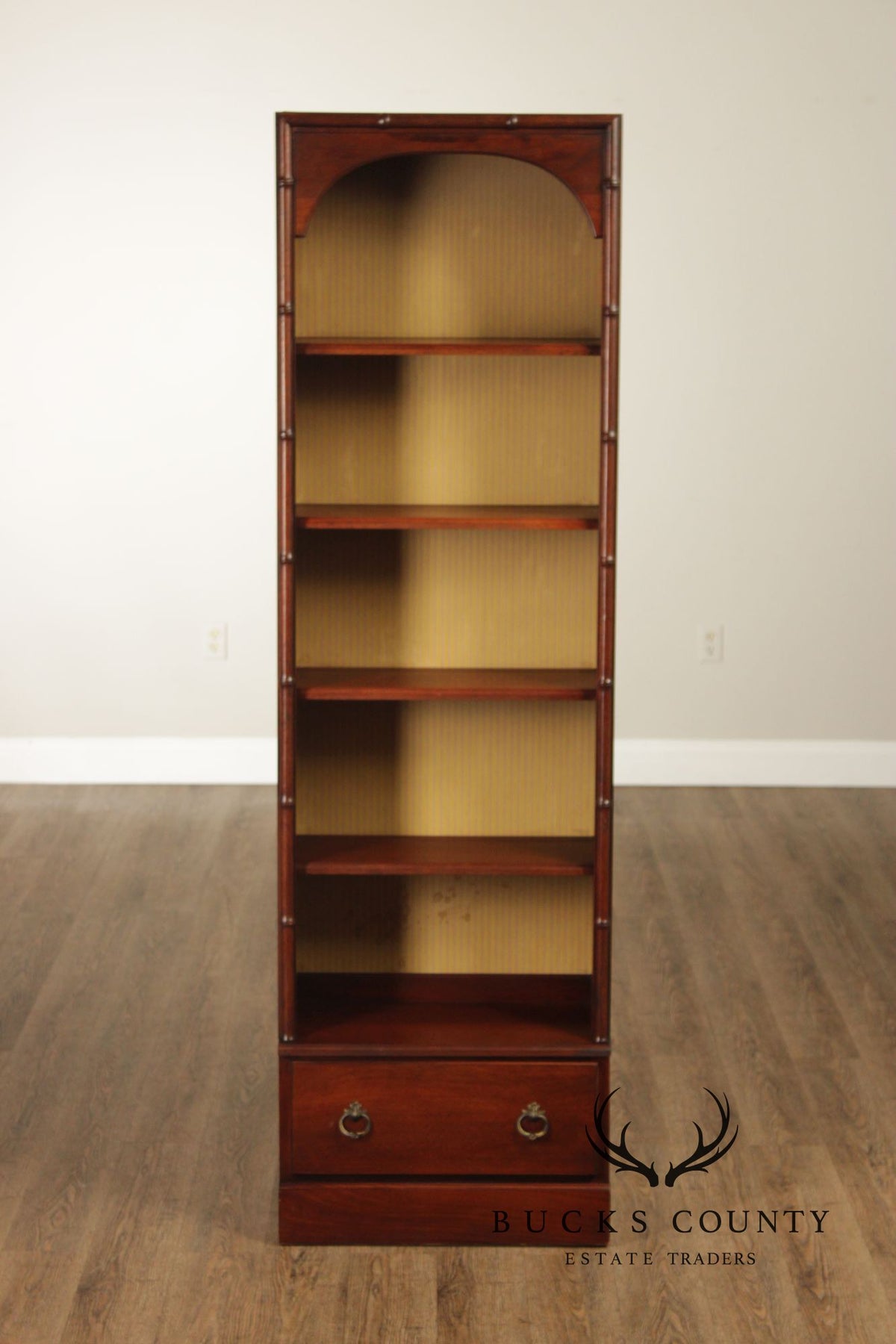 Butler Vintage Pair Of Faux Bamboo Mahogany Bookcases