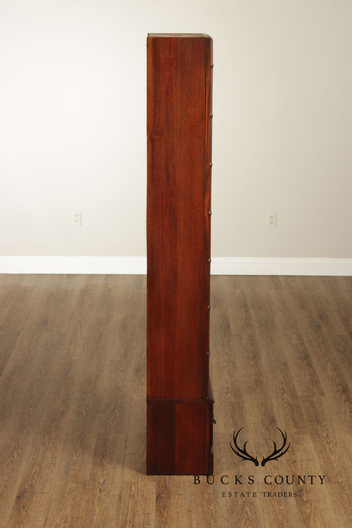 Butler Vintage Pair Of Faux Bamboo Mahogany Bookcases