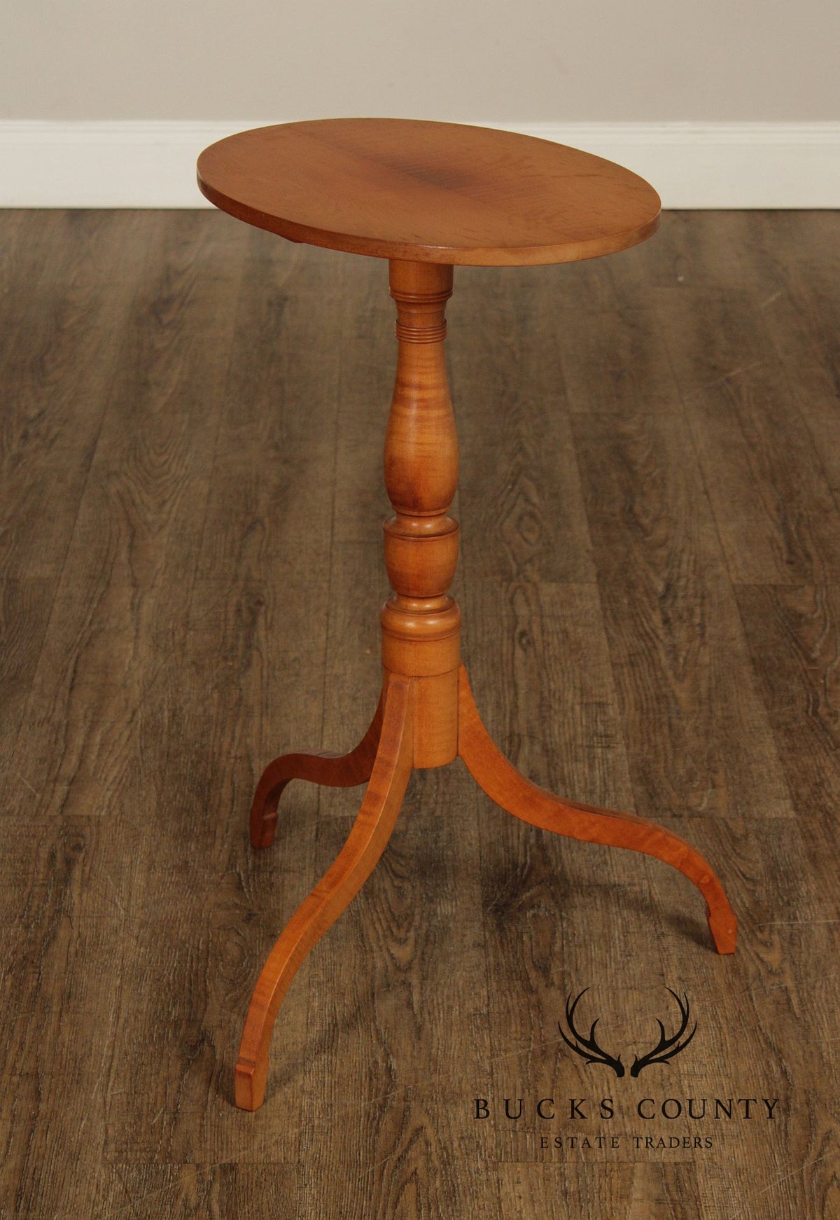 Federal Style Bench Made Tiger Maple Candlestand