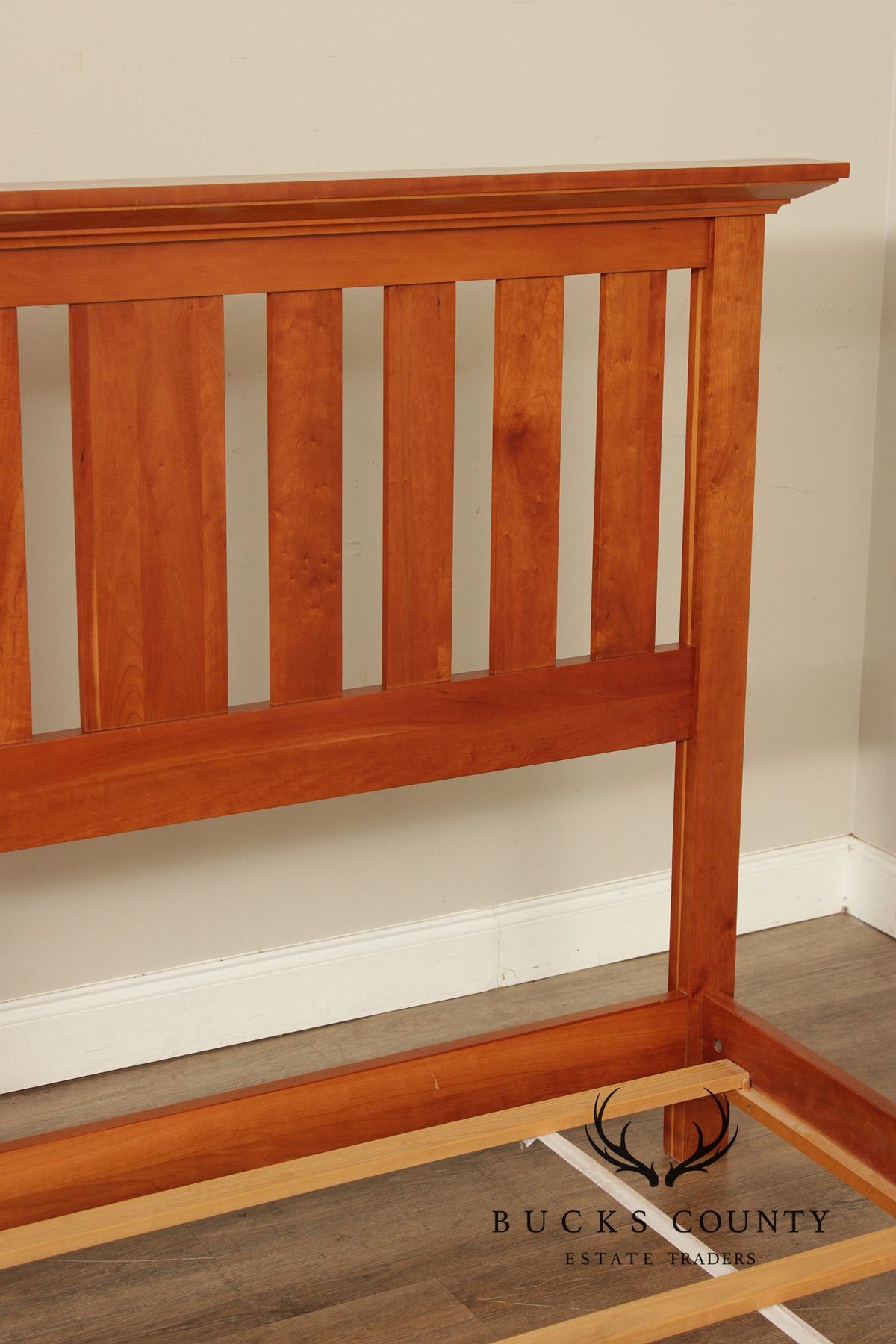 Vermont Tubbs Mission Style Slatted Cherry Queen Bed Frame