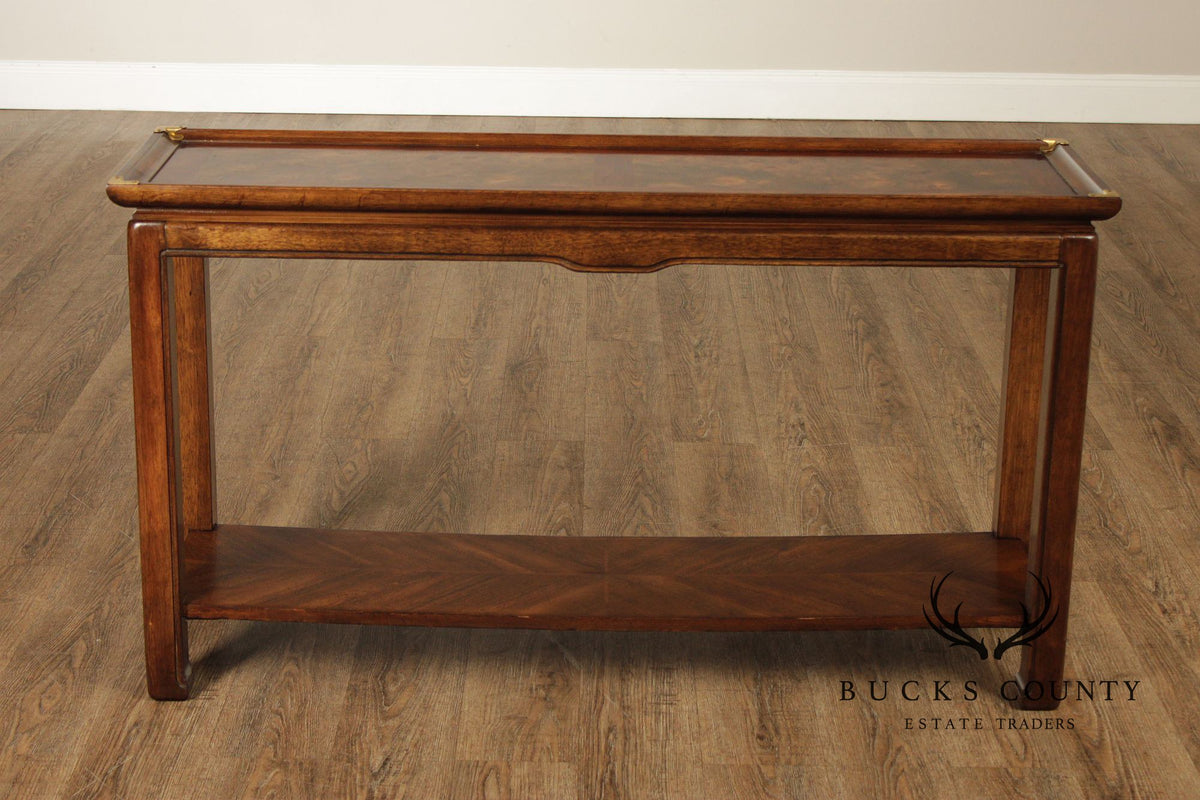 Asian Style Vintage Burl Wood Console Table