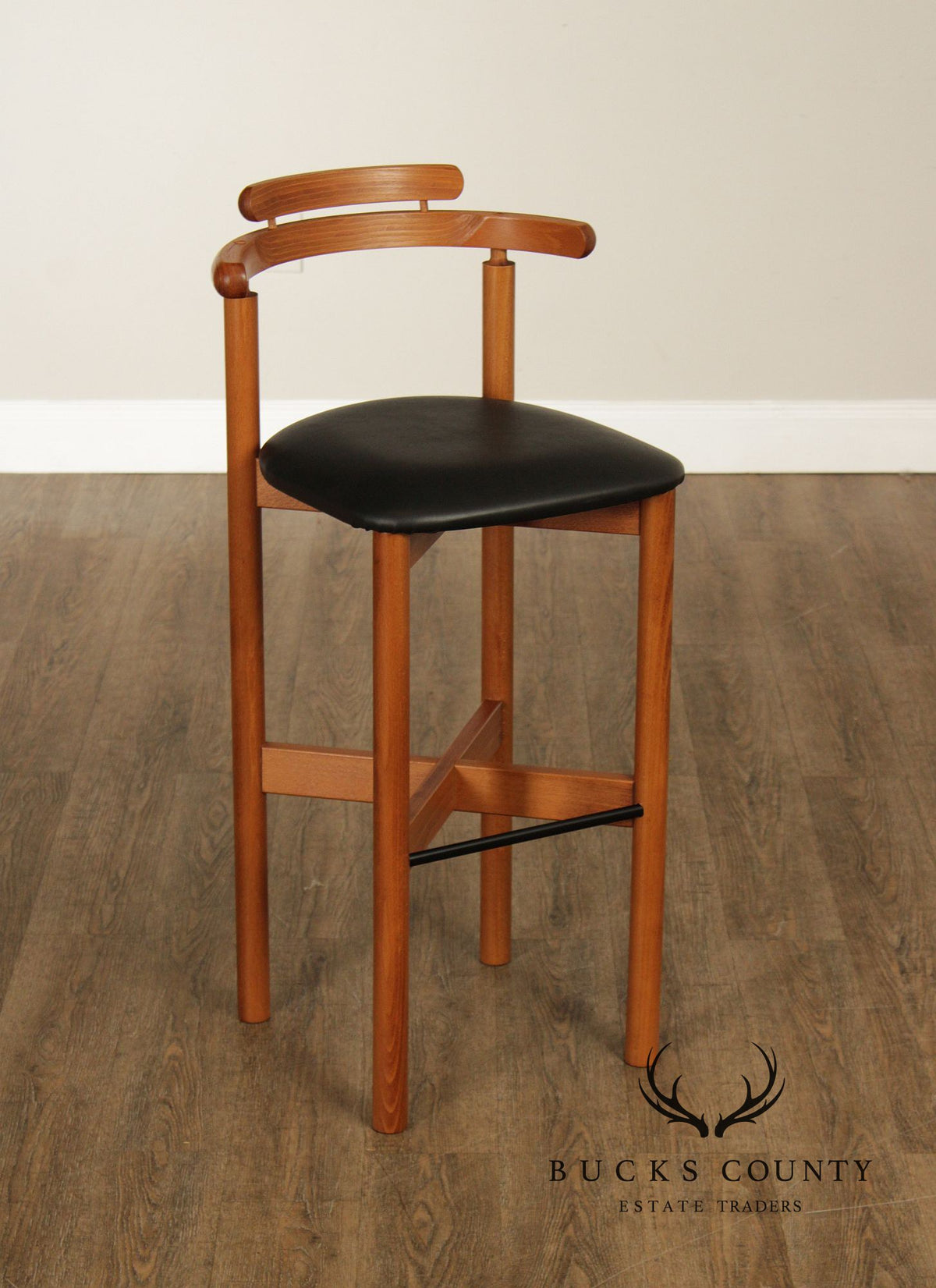 Findahls Møbelfabrik Danish Modern Pair Beech Wood Bar Stools