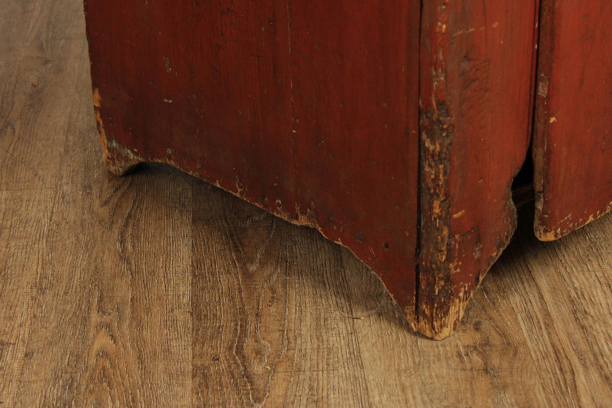 Antique American Primitive Red Painted Pine Two Door Cupboard
