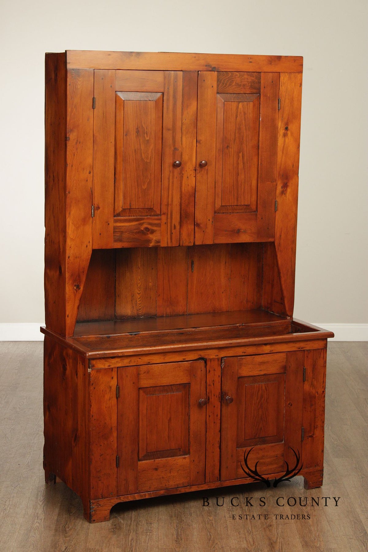 Antique American Pine Deep Stepback Cupboard