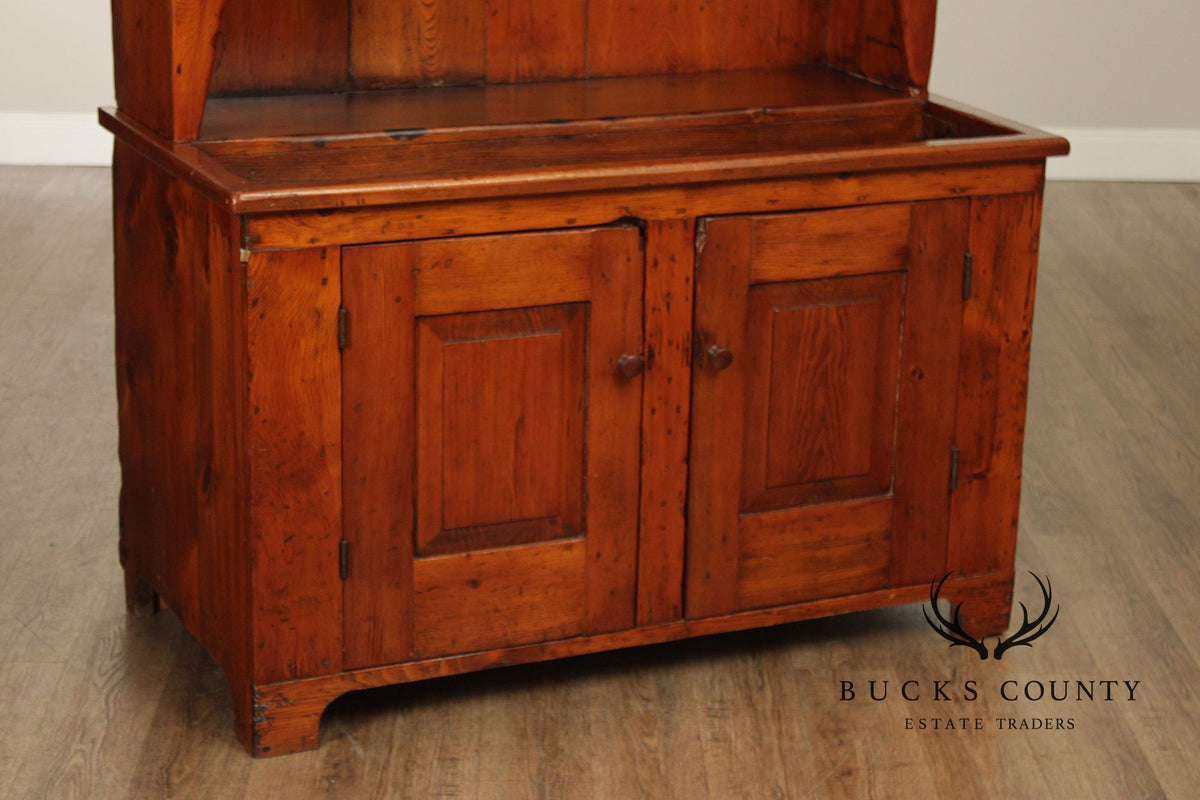 Antique American Pine Deep Stepback Cupboard