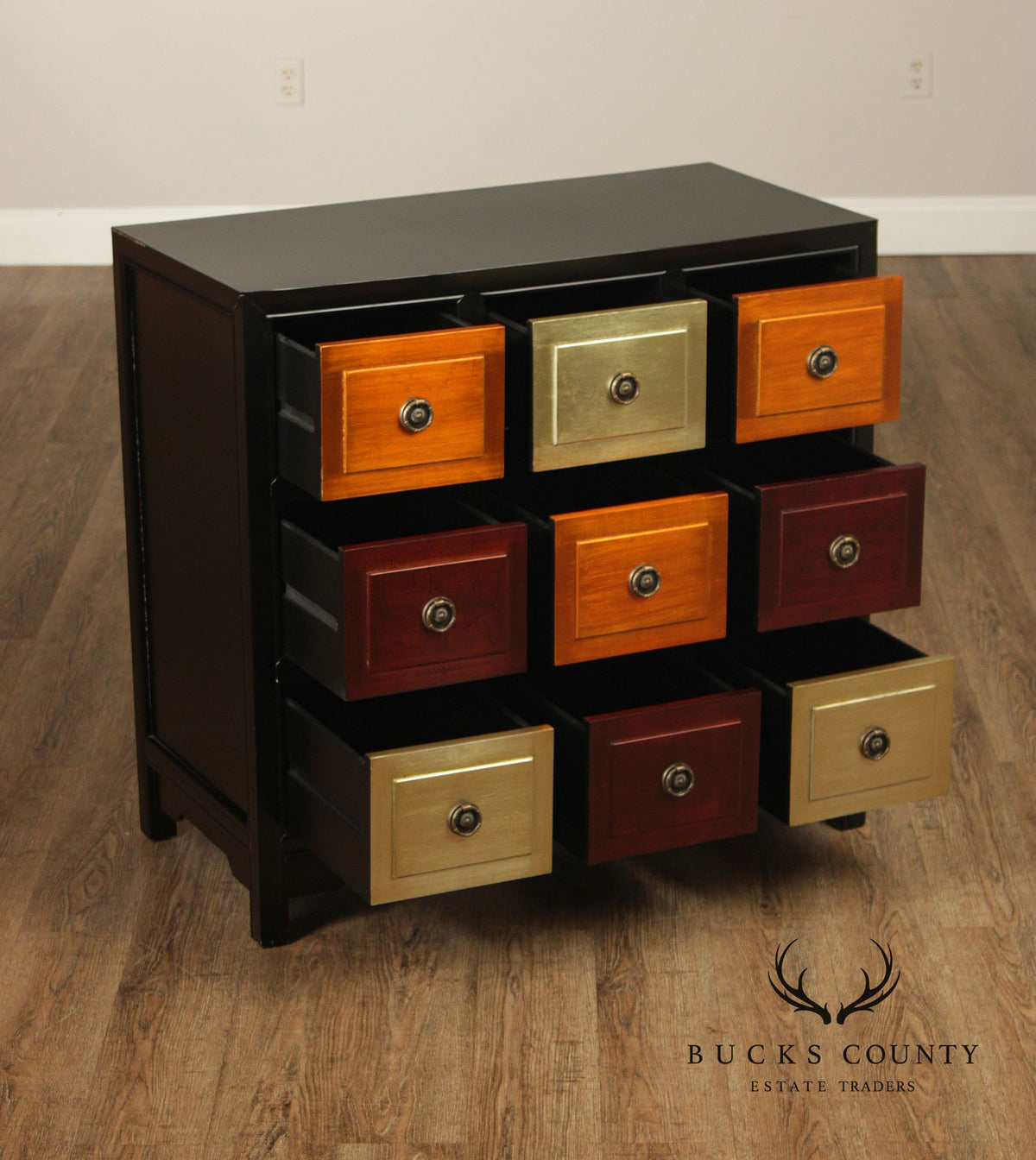 Contemporary Style Multi-Color Painted Nine Drawer Chest