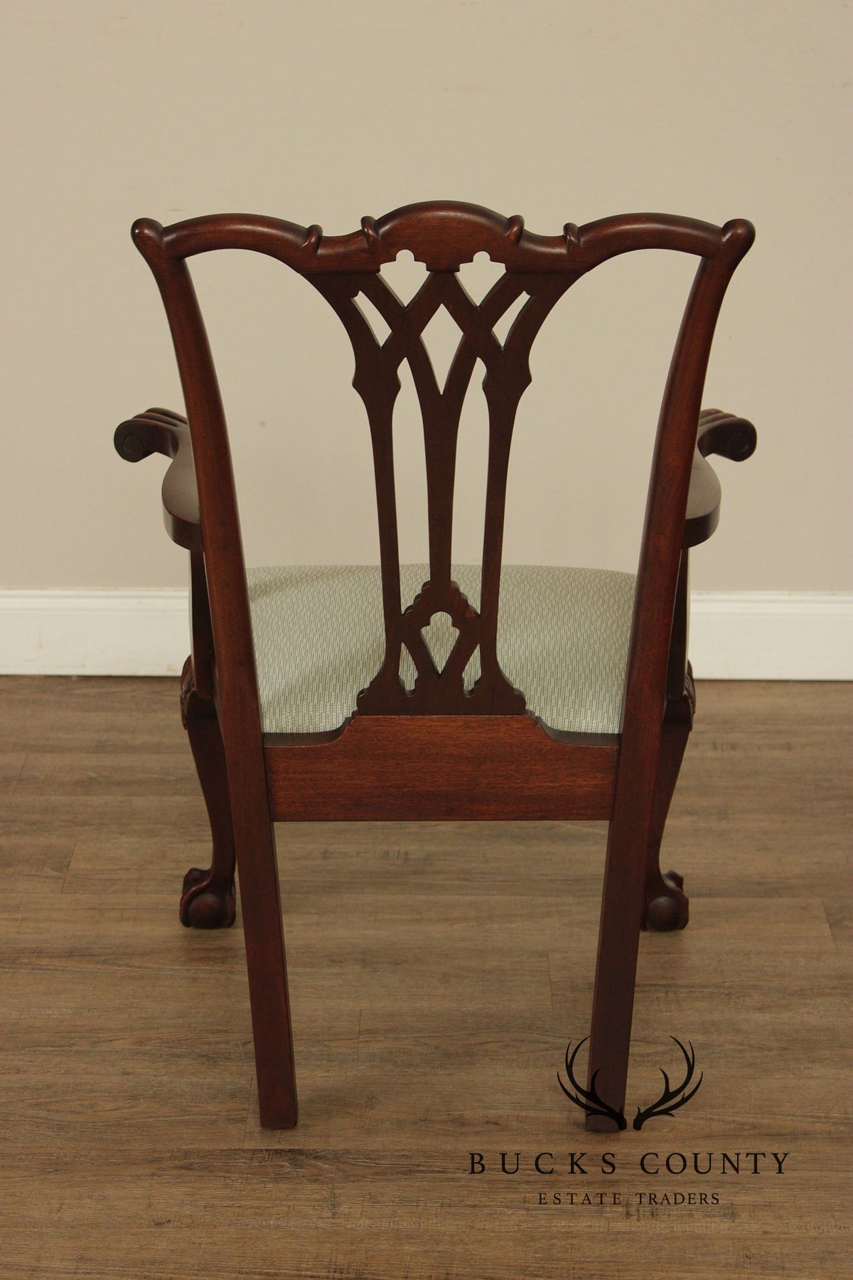 Antique Chippendale Style Set of Six Carved Mahogany Dining Chairs