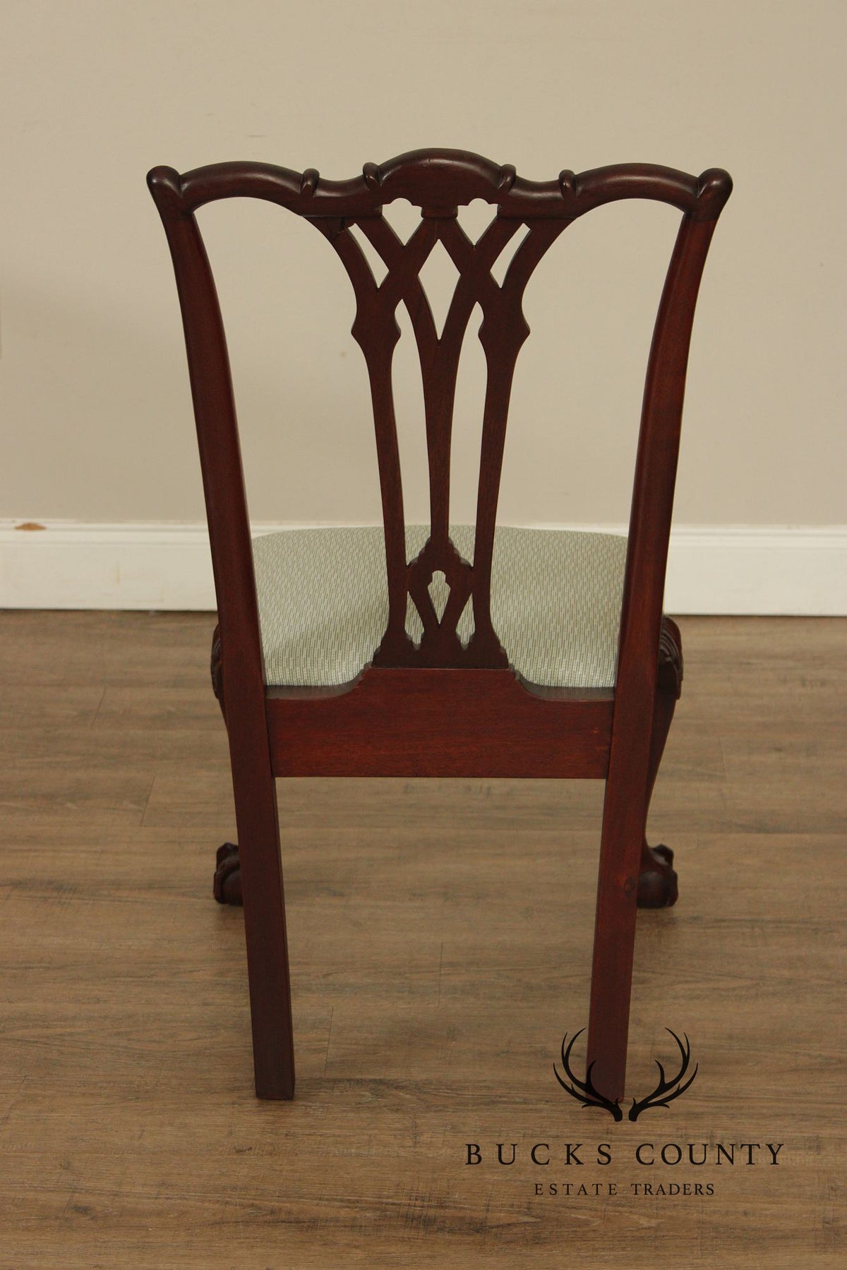 Antique Chippendale Style Set of Six Carved Mahogany Dining Chairs