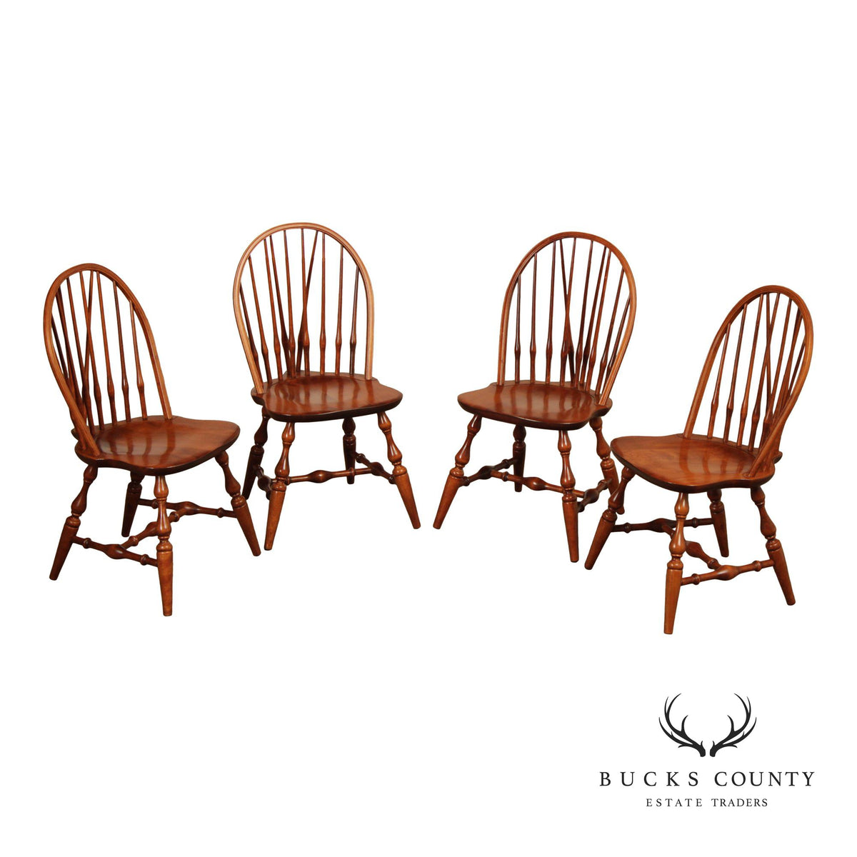 Nichols & Stone Set Of Four Maple Sack Back Windsor Dining Chairs