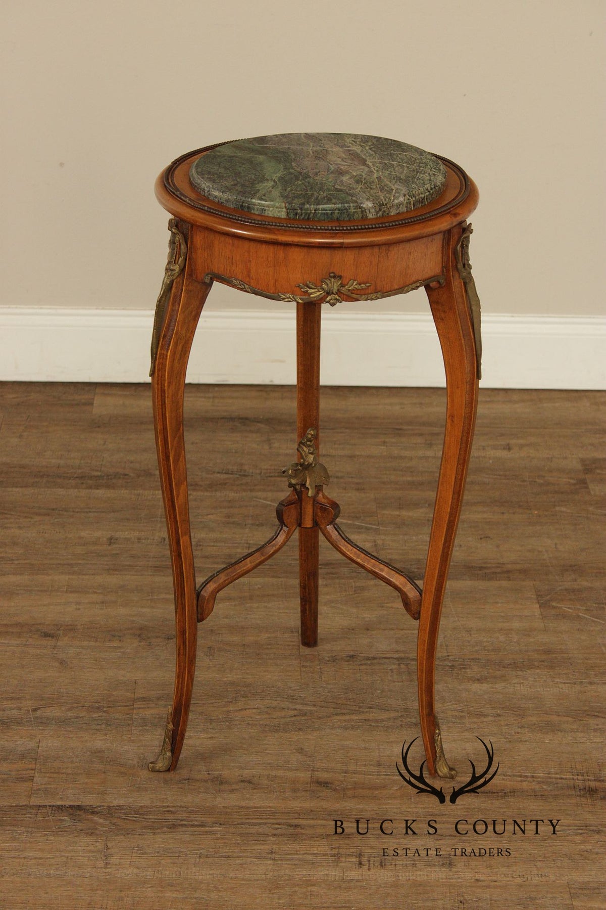 French Louis XV Style Marble Top Pedestal Side Table