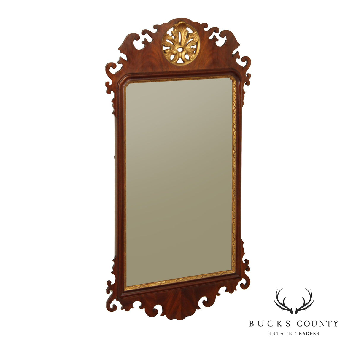 Henkel Harris Georgian Style Partial Gilt Mahogany Wall Mirror