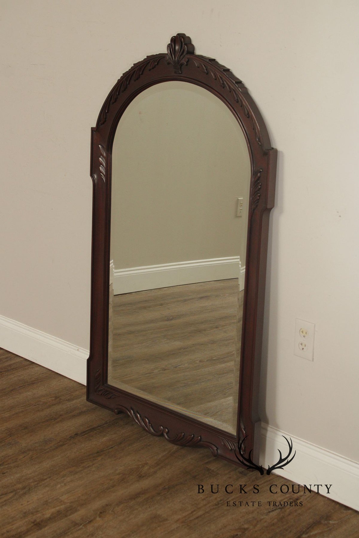 Henkel Harris Carved Frame Arched Mahogany Mirror