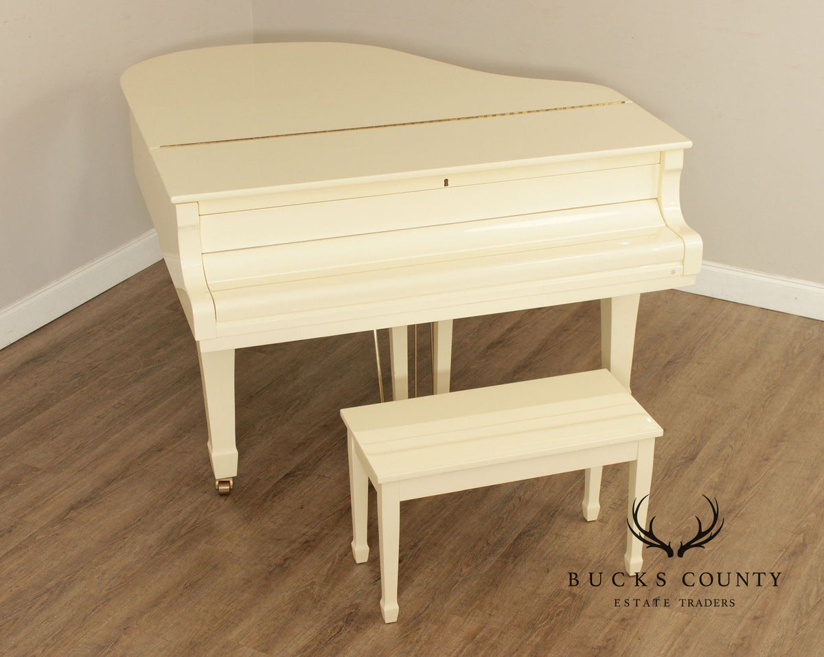 Young Chang G-157 White Baby Grand Piano With Bench