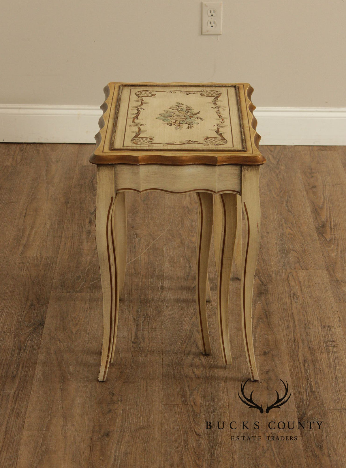 French Provincial Style Set of Three Painted Nesting tables