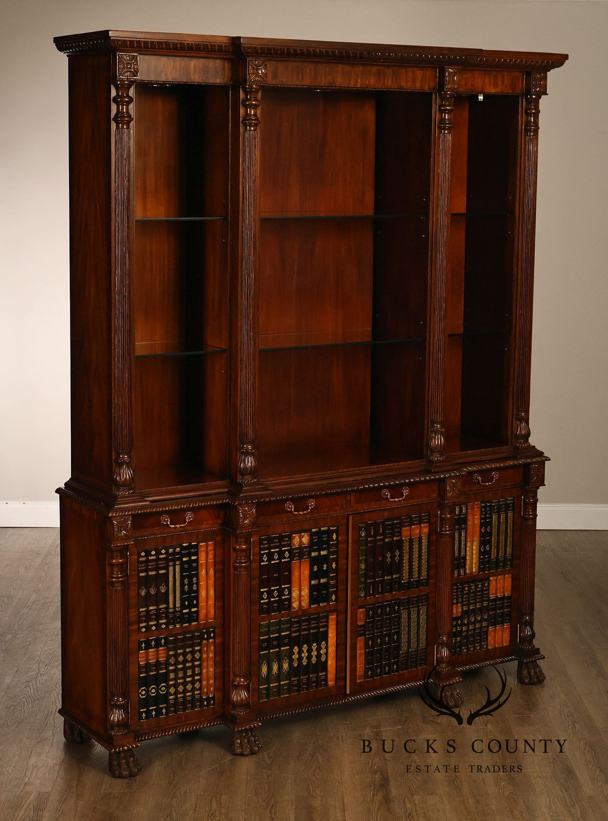 Maitland Smith Regency Style Mahogany Display Bookcase