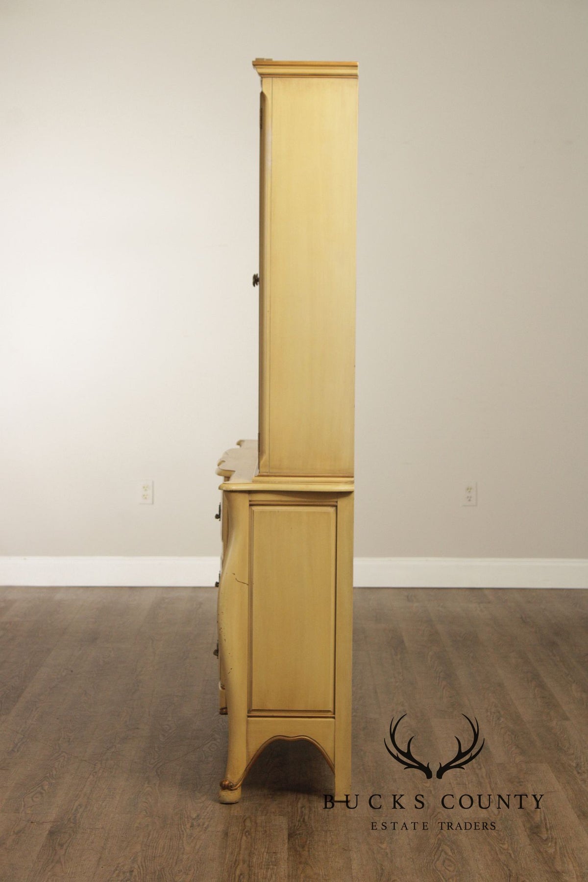 French Provincial Style Vintage Painted China Cabinet