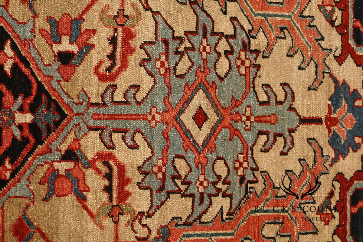 Antique Persian Heriz Hand-Knotted Area Rug – 9'1" x 12'10"