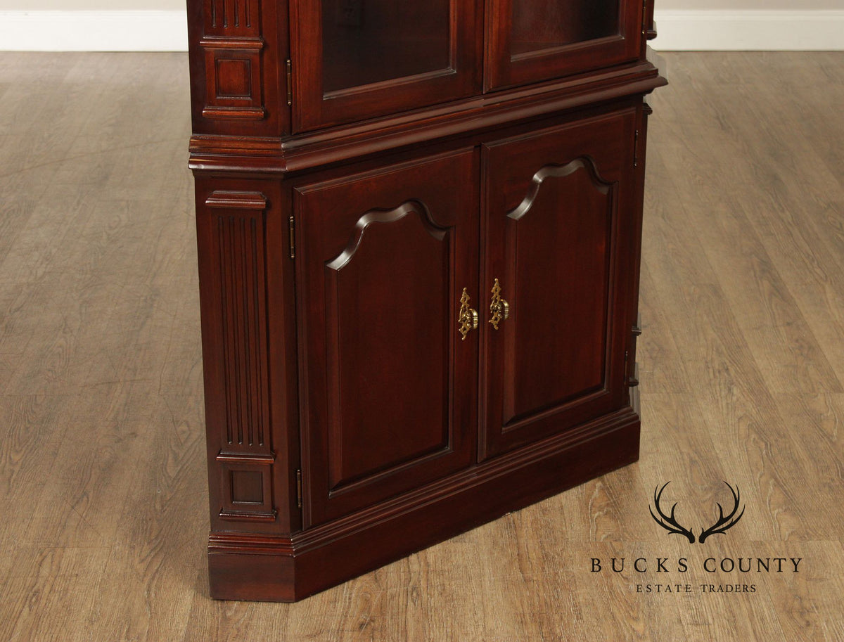 Traditional Solid Mahogany Lighted Corner Cabinet