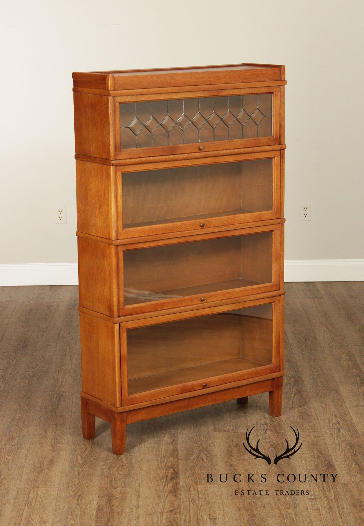 Antique Oak Four-Section Barrister Bookcase