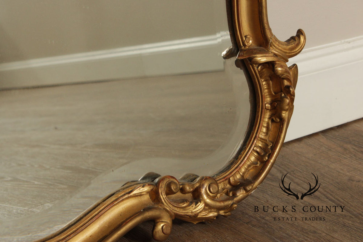 Antique Rococo Revival Giltwood Mantel Mirror