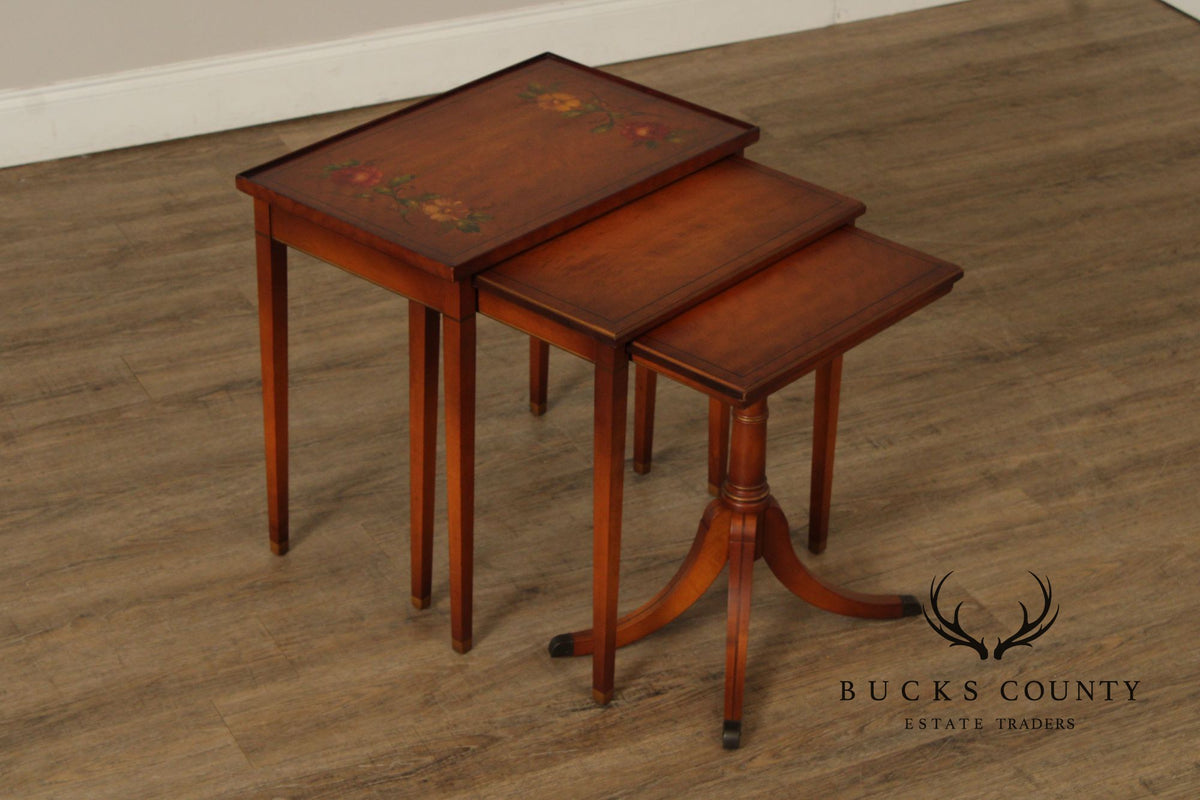 1930's Imperial Furniture Edwardian Set of Three Satinwood Nesting Tables