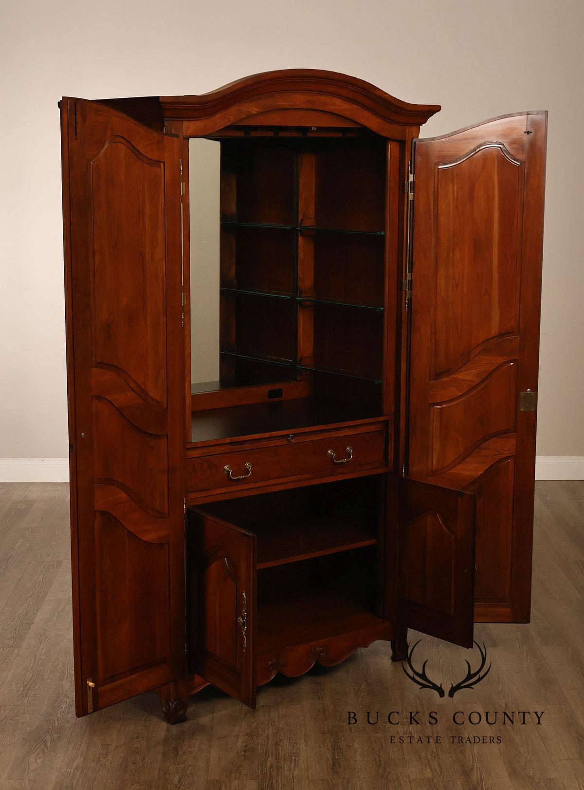 Harden French Louis XV Style Cherry Armoire Bar Cabinet