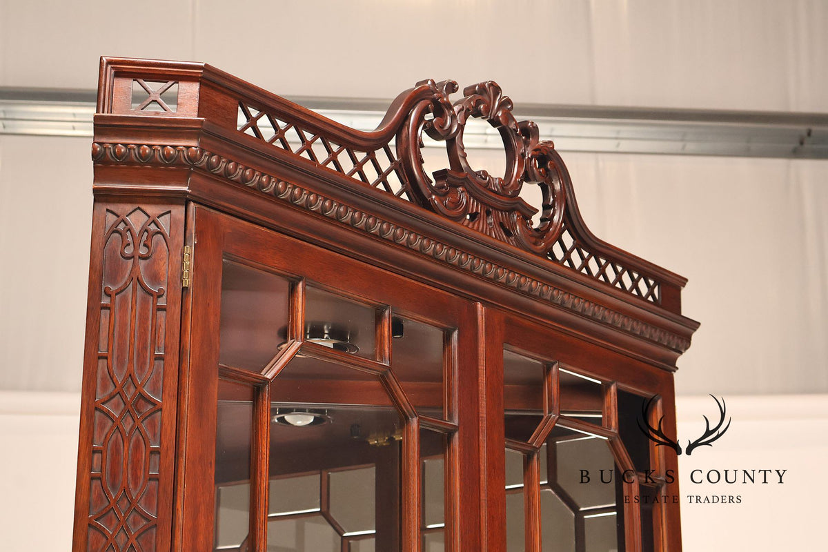 Henkel Harris Mahogany Chippendale Style Corner China Cabinet