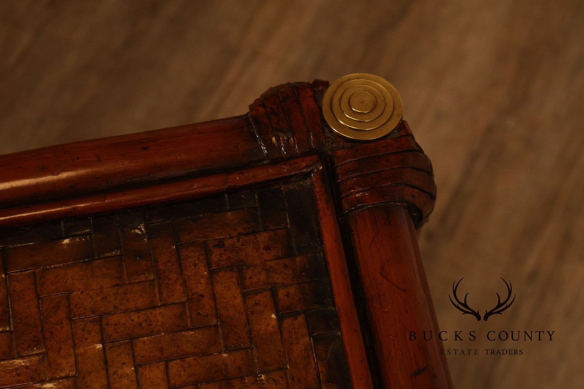 Maitland Smith Campaign Style Bowfront Rattan Chest