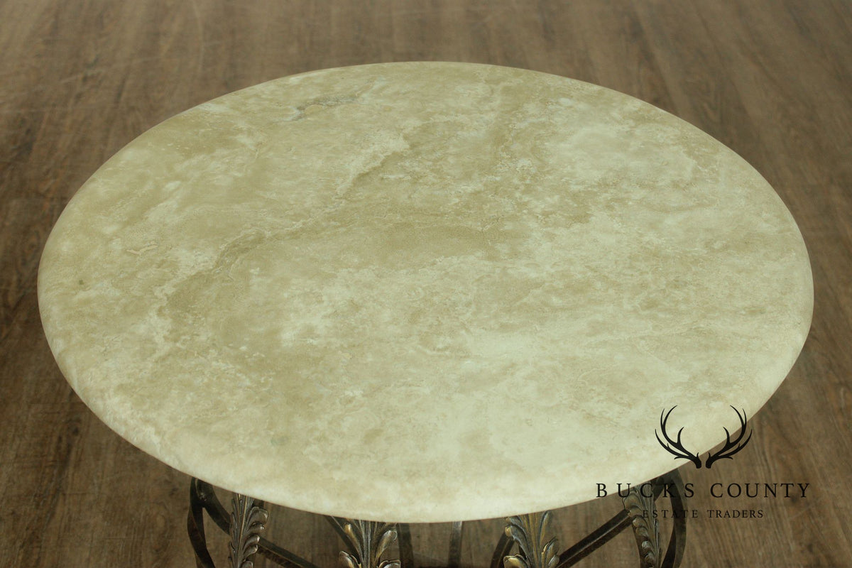 Drexel Heritage Coastal Style Round Glass Top Dining Table With Four Cane Back Chairs