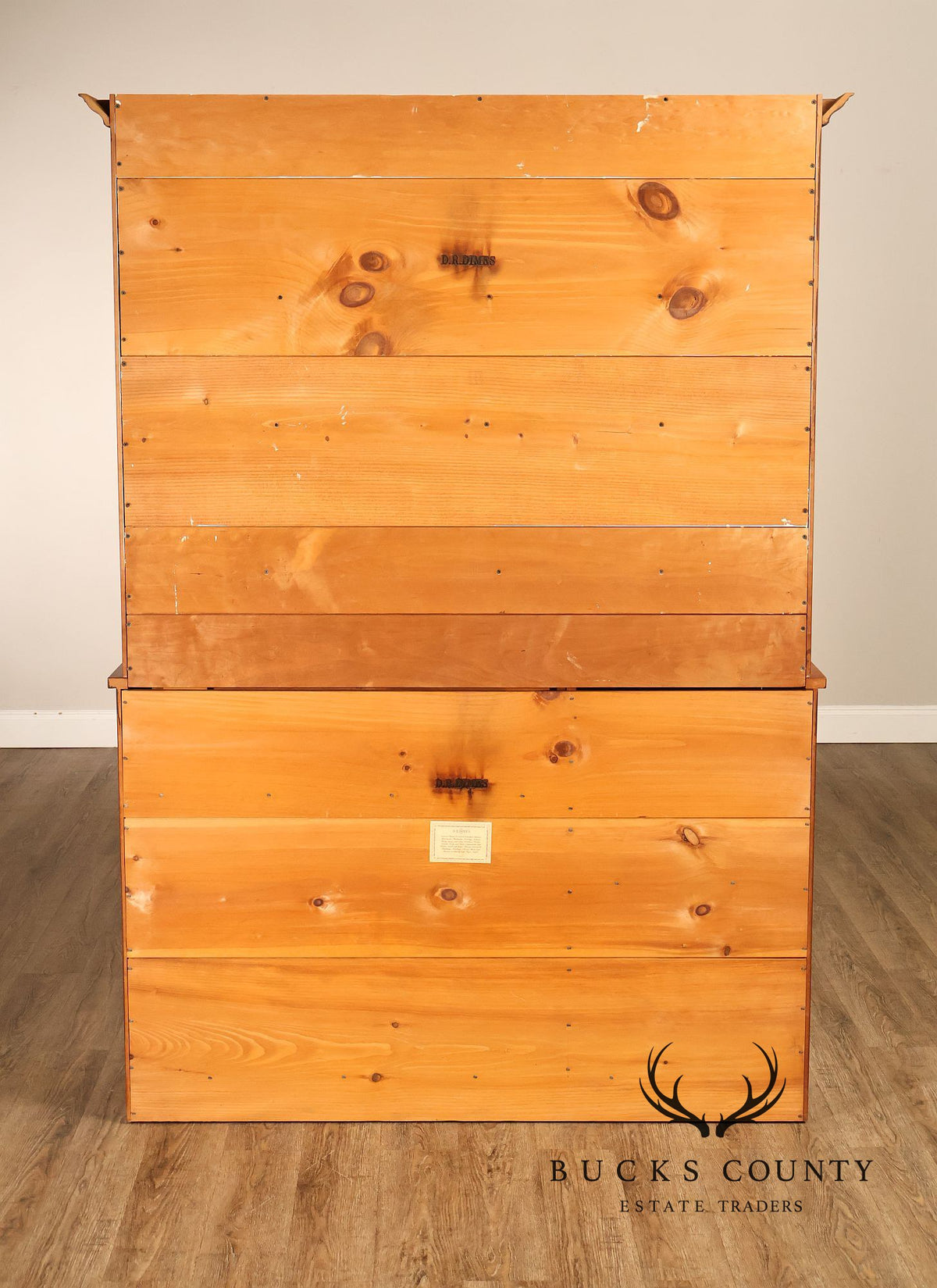 D.R. Dimes Cherry Two Piece Step Back Country Hutch Cabinet